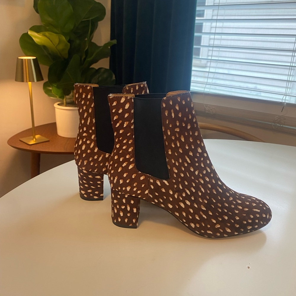 J. Crew calf hair heeled Chelsea boots